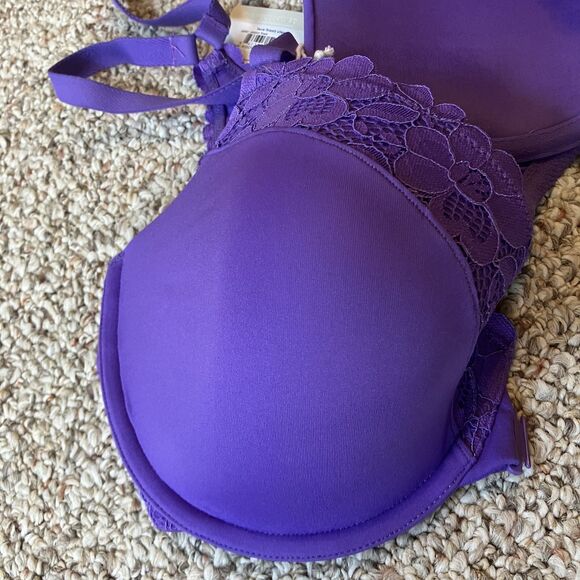 NWT Bare Necessities Racerback Bra Size 30G Purple Lace Front Close Underwire - Picture 5 of 7